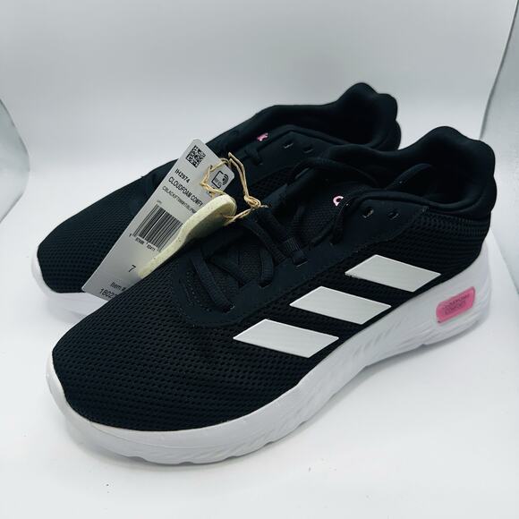 Size 7 - Adidas Women's Cloudfoam Comfy Running Shoes, Black/White/Pink (New) - Picture 4 of 7